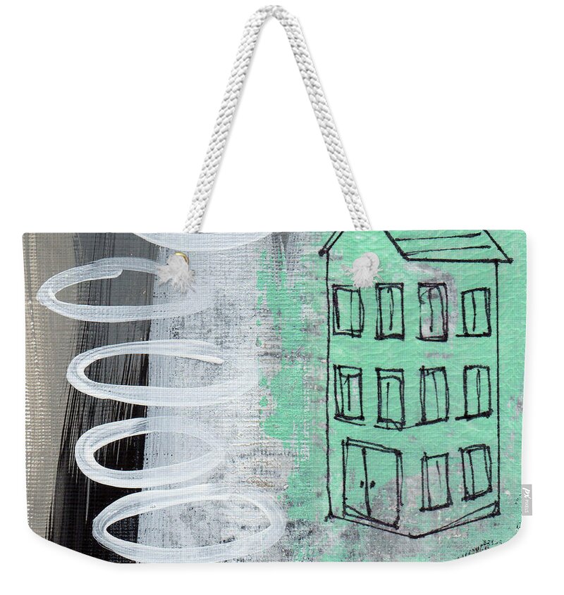 Abstract Weekender Tote Bag featuring the painting Secret Cottage by Linda Woods