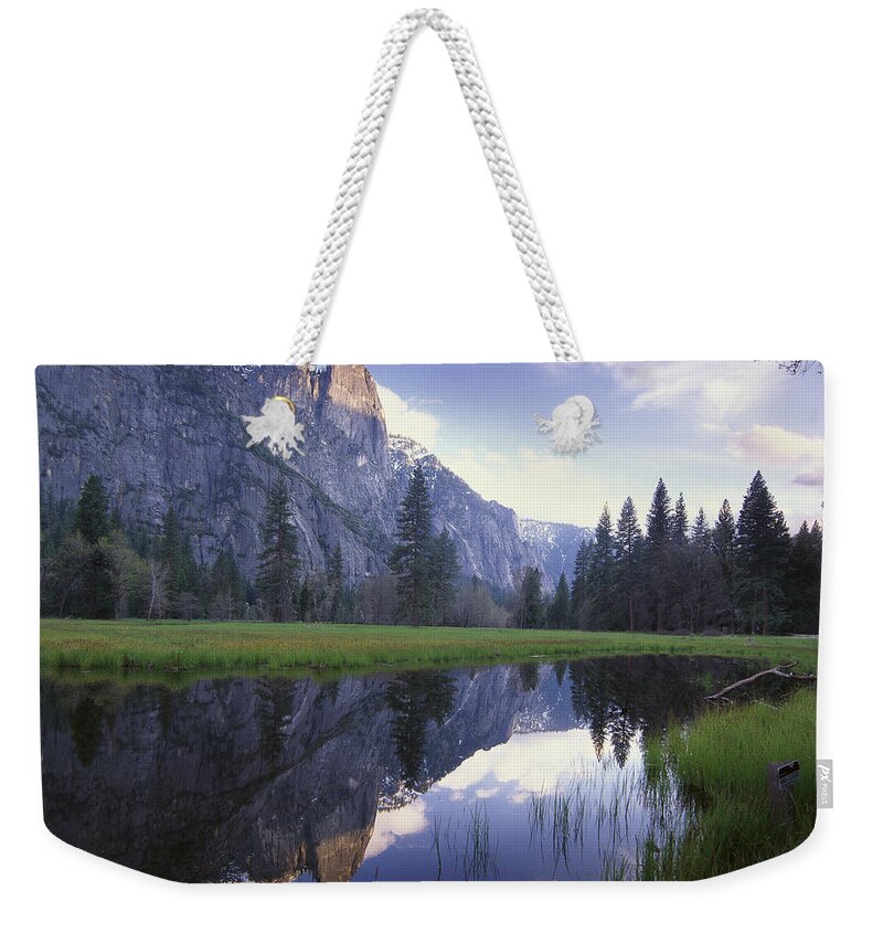 00174806 Weekender Tote Bag featuring the photograph Sentinel Rock Reflected In Water by Tim Fitzharris