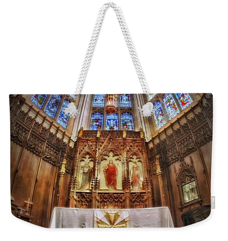 Church Weekender Tote Bag featuring the photograph Shelter For Thy Soul by Evelina Kremsdorf