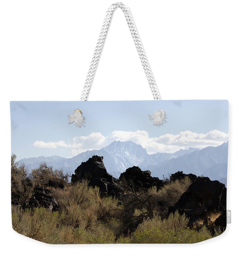 Mammoth Mountains Weekender Tote Bag featuring the photograph Sierra Mountain Lava Rocks by Linda Dunn