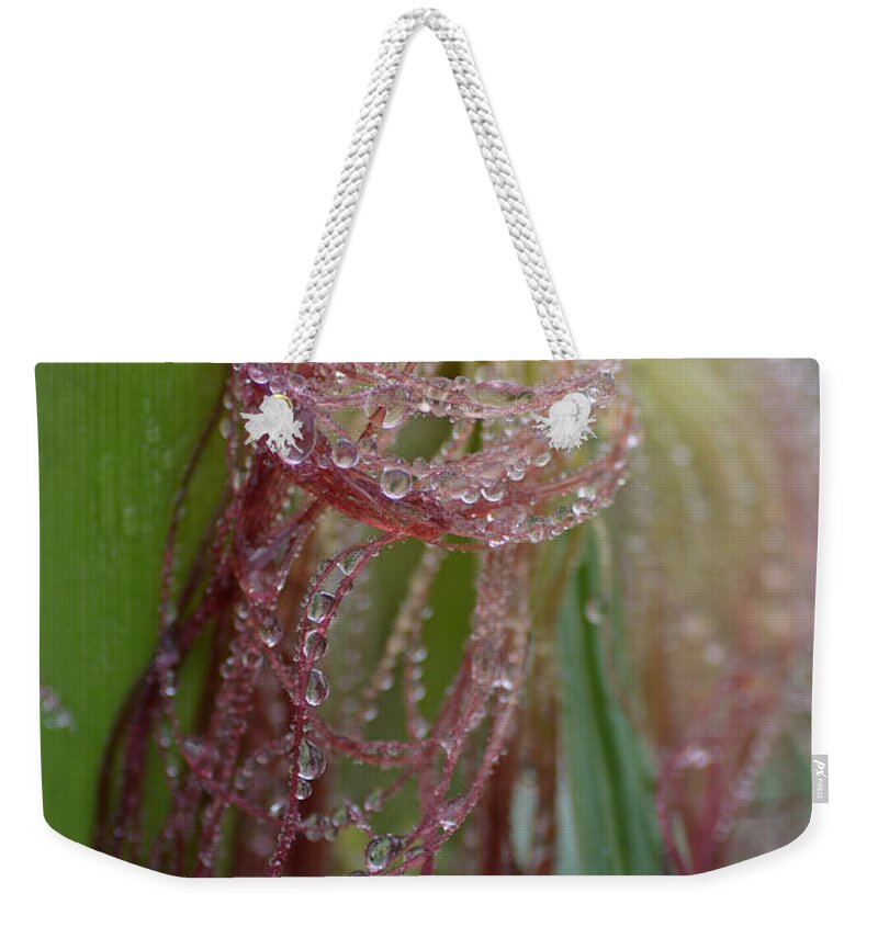 Abstract Weekender Tote Bag featuring the photograph Silk and Pearls by Sue Capuano