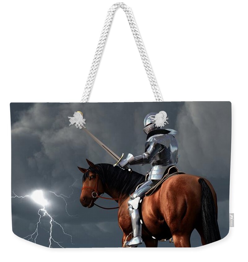 Knight Weekender Tote Bag featuring the digital art Sir Lightning Rod by Daniel Eskridge