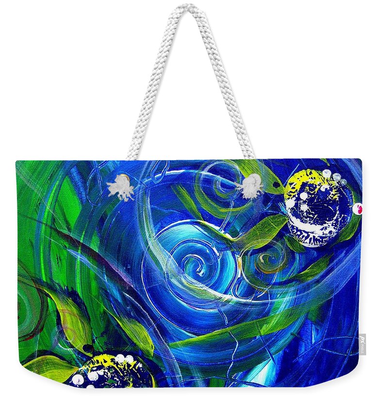 Fish Weekender Tote Bag featuring the painting Six Subtle Ups and Downs 3 by J Vincent Scarpace
