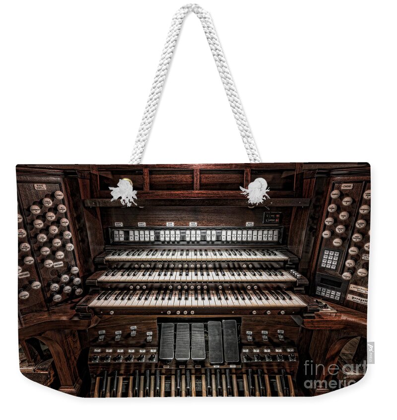 Clarence Holmes Weekender Tote Bag featuring the photograph Skinner Pipe Organ by Clarence Holmes