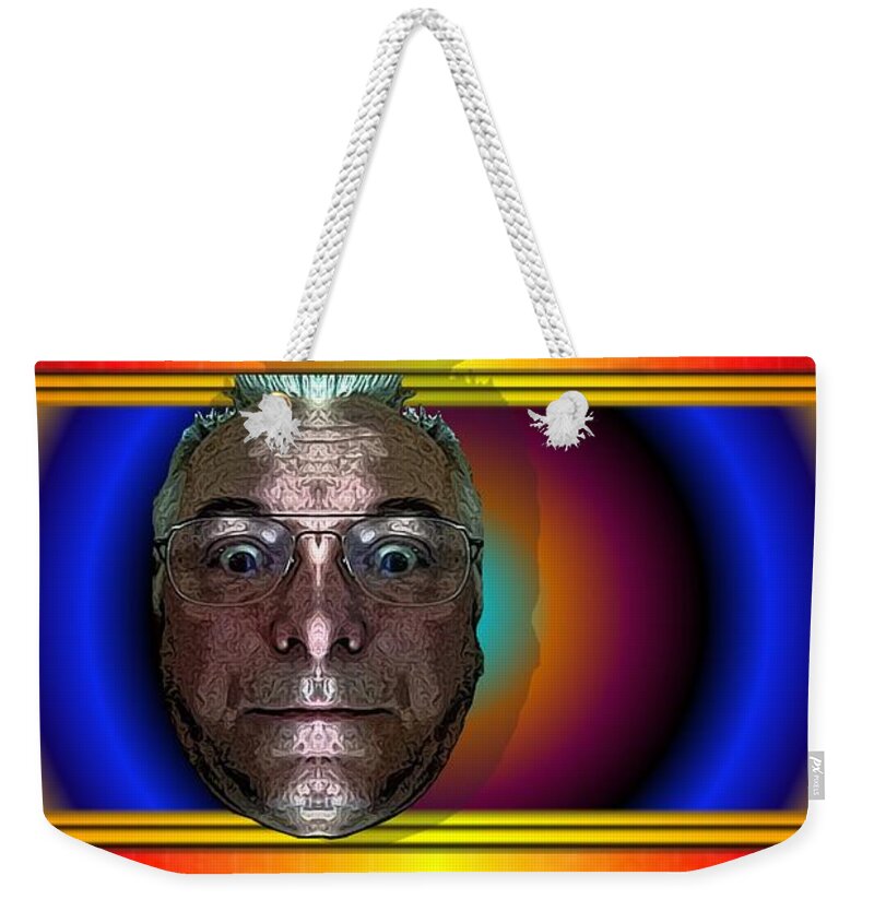 Self Portrait Weekender Tote Bag featuring the digital art Slightly Off Center by Ron Bissett