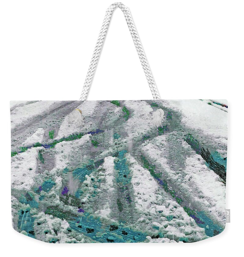 Green Weekender Tote Bag featuring the photograph Slipping and Sliding by Steve Taylor