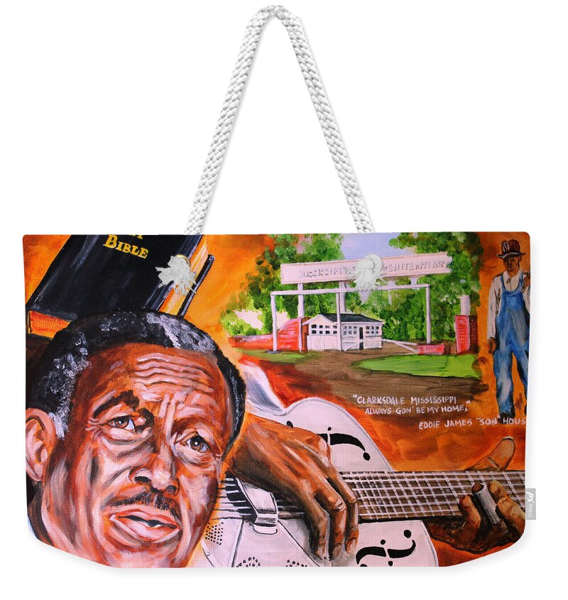 Son House Weekender Tote Bag featuring the painting Son House by Karl Wagner