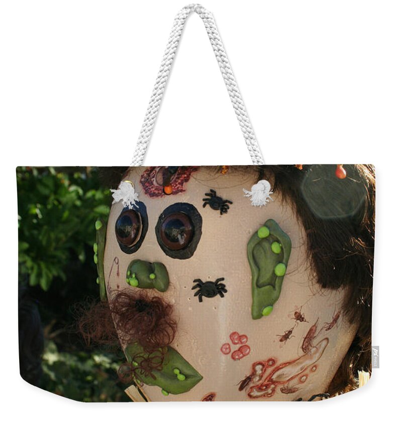 Fall Weekender Tote Bag featuring the photograph Spiderman Scarecrow by Susan Herber