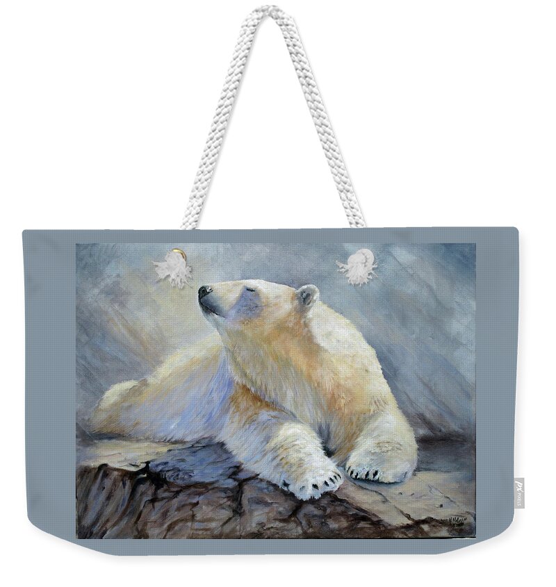 Polar Bear Weekender Tote Bag featuring the painting Spring Break by Mary McCullah