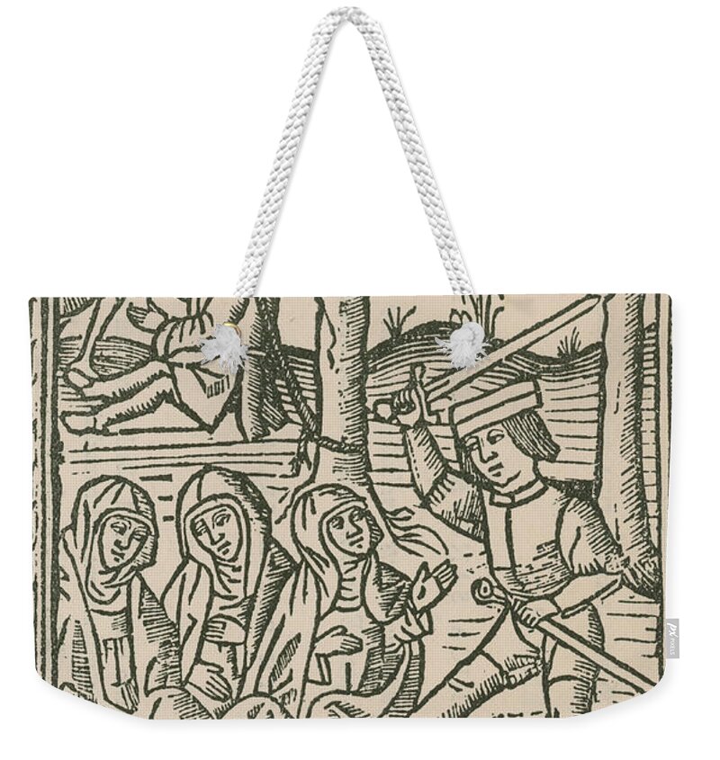 Saint Catherine Of Siena Weekender Tote Bag featuring the photograph St. Catherine, Italian Philosopher by Photo Researchers