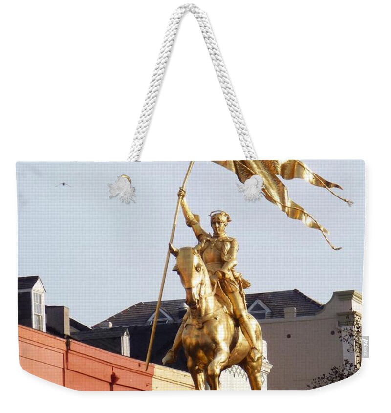 Joan Of Arc Weekender Tote Bag featuring the photograph St. Joan at Dawn by Alys Caviness-Gober