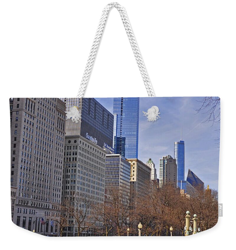 Chicago Panorama Weekender Tote Bag featuring the photograph Stand High and Proud by Dejan Jovanovic