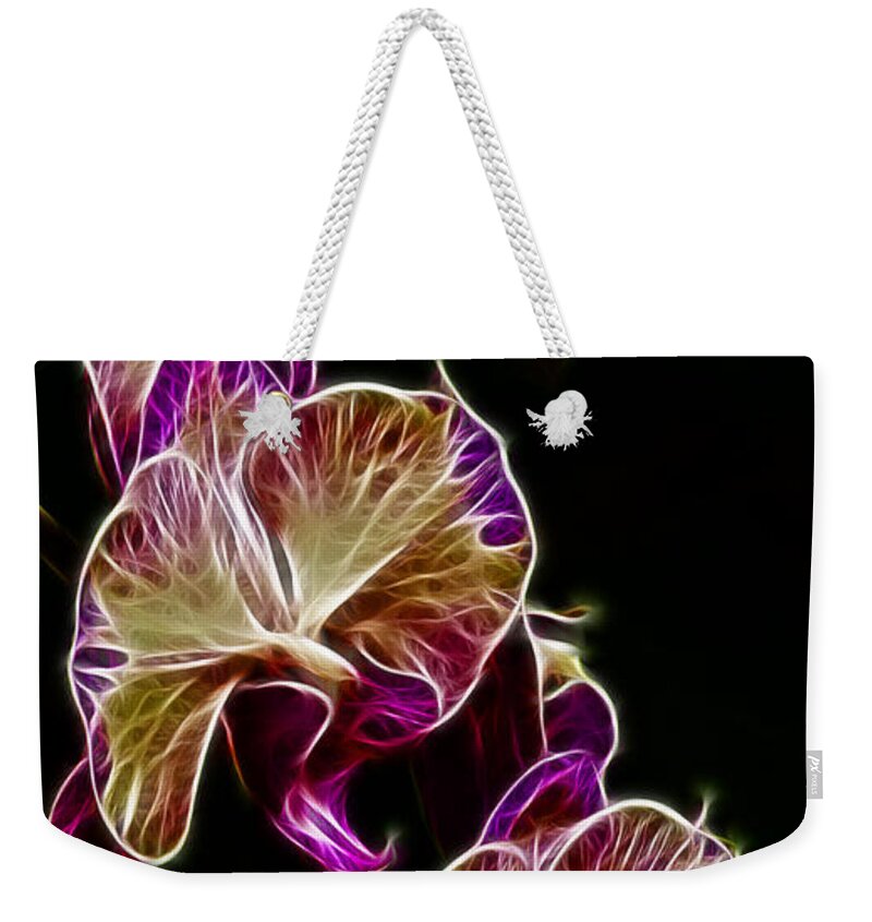 Orchid Weekender Tote Bag featuring the photograph Steeped Orchid Jive by Bill and Linda Tiepelman
