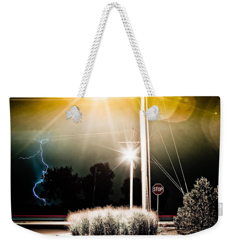 Lightning Bolt Pictures Weekender Tote Bag featuring the photograph Stop IT by James BO Insogna