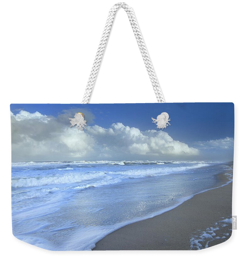 Mp Weekender Tote Bag featuring the photograph Storm Cloud Over Beach, Canaveral by Tim Fitzharris