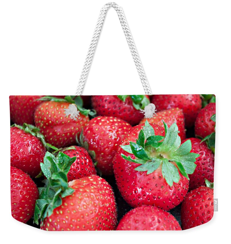 Strawberry Weekender Tote Bag featuring the photograph Strawberry Delight by Sherry Hallemeier