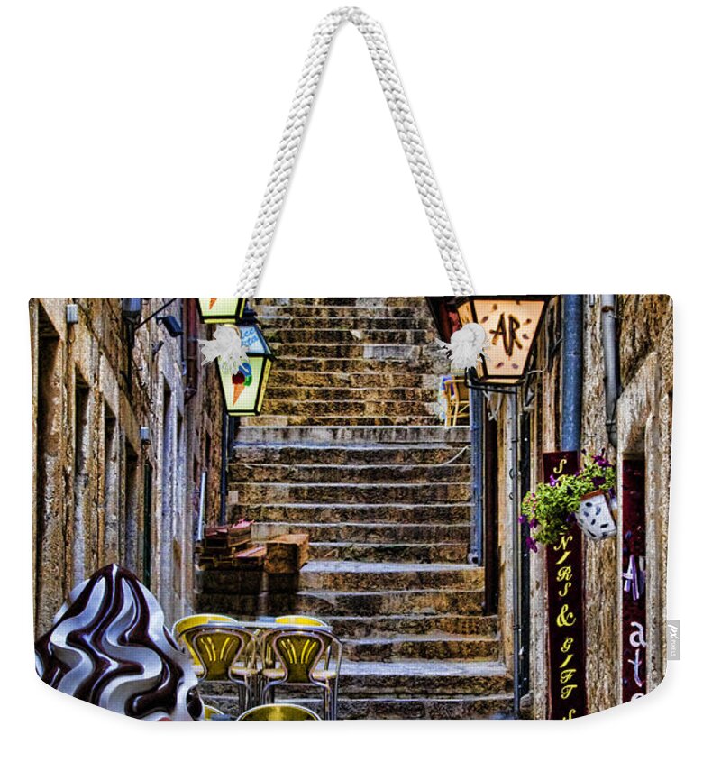 Dubrovnik Weekender Tote Bag featuring the photograph Street lane in Dubrovnik Croatia by David Smith