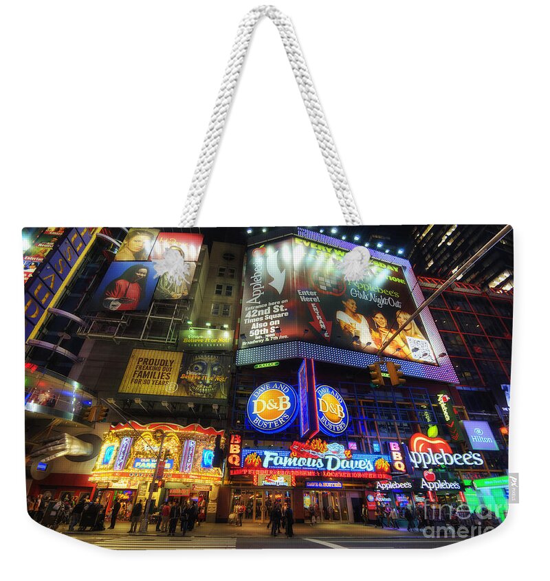 Art Weekender Tote Bag featuring the photograph Stunning Lights Of 42nd Street by Yhun Suarez