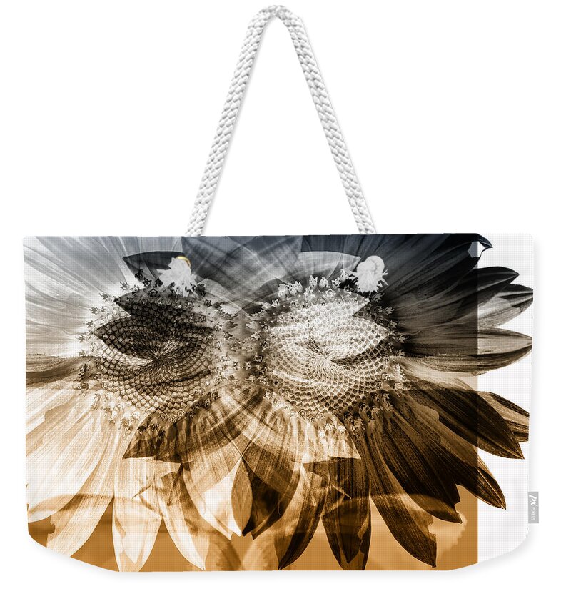 Flower Weekender Tote Bag featuring the photograph Sunflower Abstract by Wayne Sherriff