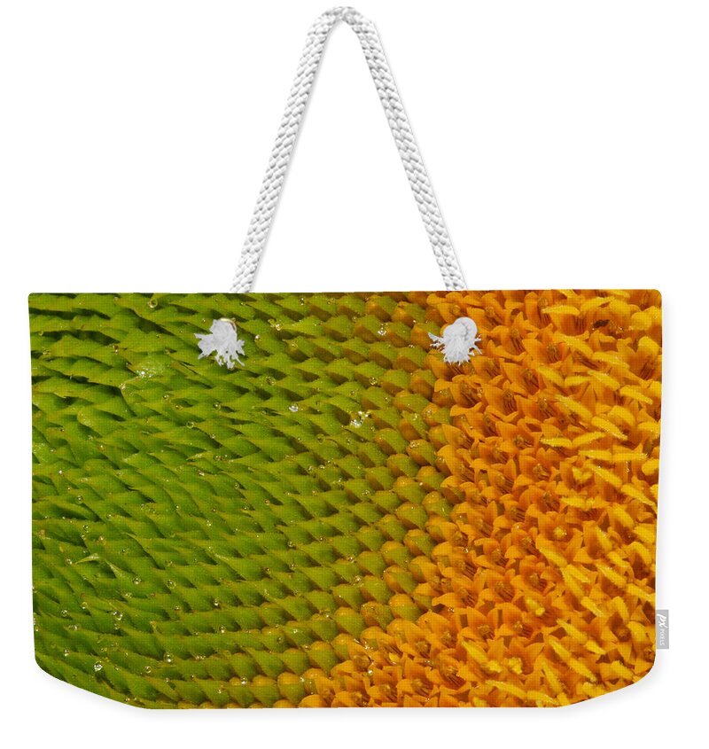 Jean Weekender Tote Bag featuring the photograph Sunflower detail by Jean Noren