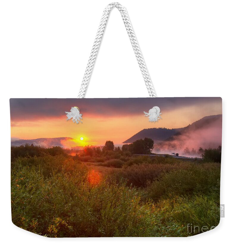 Grand Tetons Weekender Tote Bag featuring the photograph Sunrise at Snake River by Sue Karski