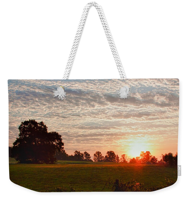 Sunrise Weekender Tote Bag featuring the photograph Sunrise on Mackerel Sky by Lynne Jenkins