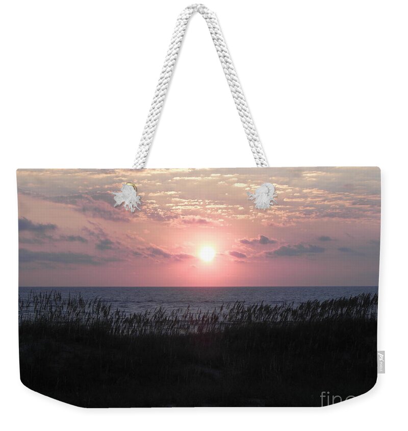Sunrise Weekender Tote Bag featuring the photograph Sunrise Over The Dune by Kim Galluzzo