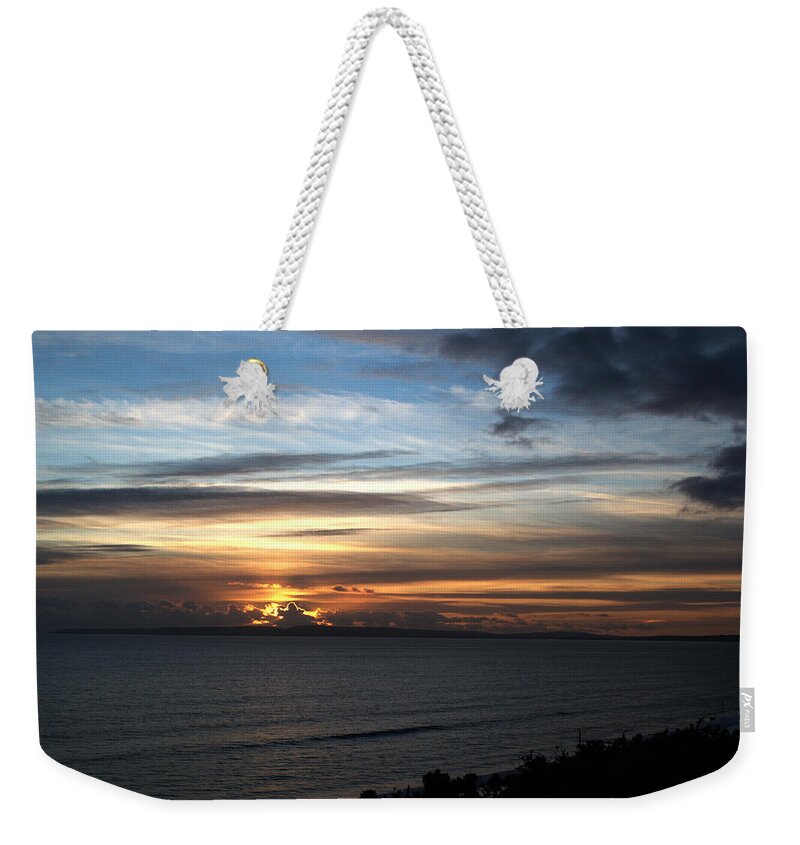 Sunset Weekender Tote Bag featuring the photograph Sunset over Poole Bay by Chris Day