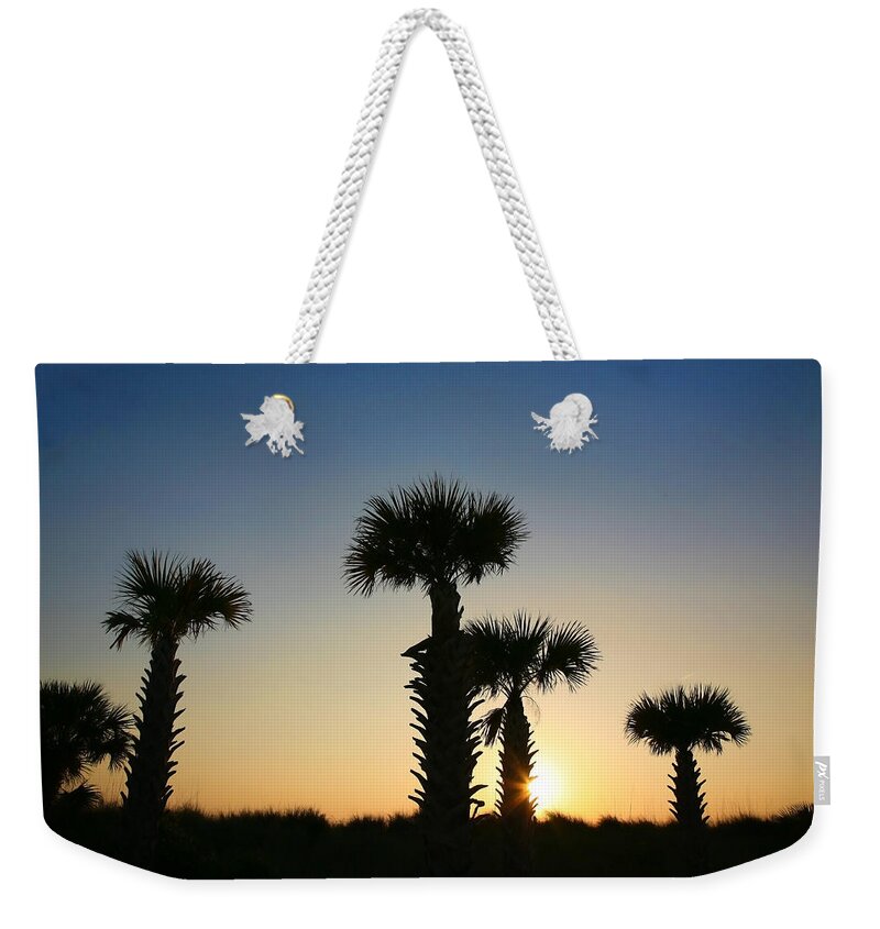 Trees Weekender Tote Bag featuring the photograph Sunset Sentinels by Shari Jardina