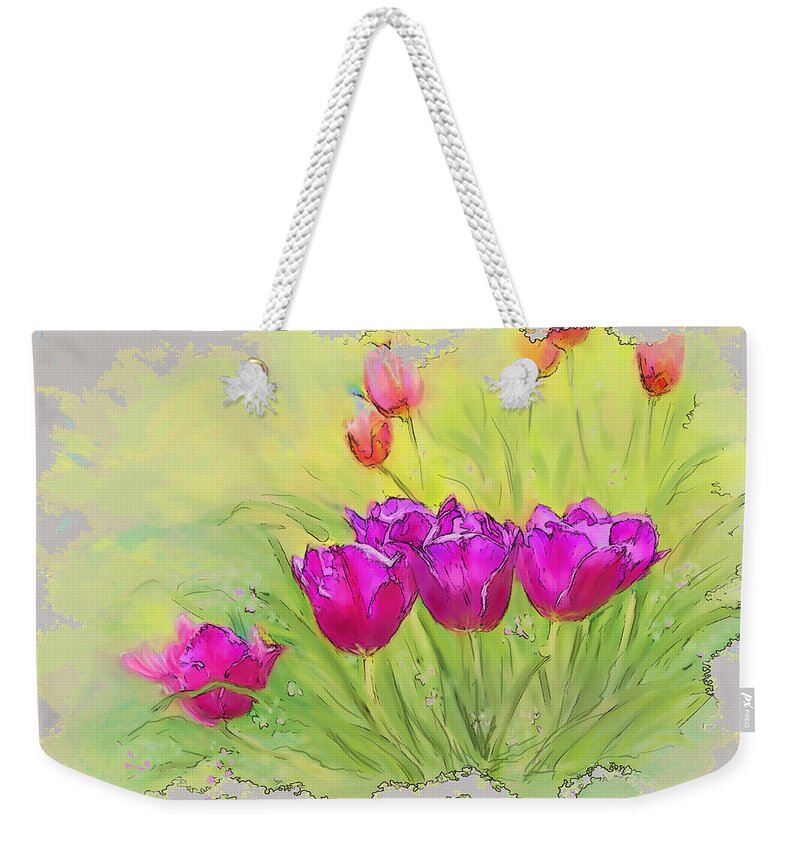 Tulips Weekender Tote Bag featuring the photograph Sunshine Tulips by Bonnie Willis