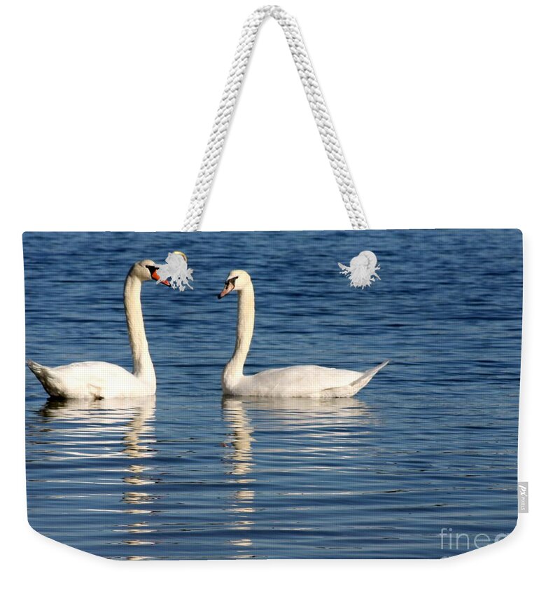 Swans Weekender Tote Bag featuring the photograph Swan Mates by Sabrina L Ryan