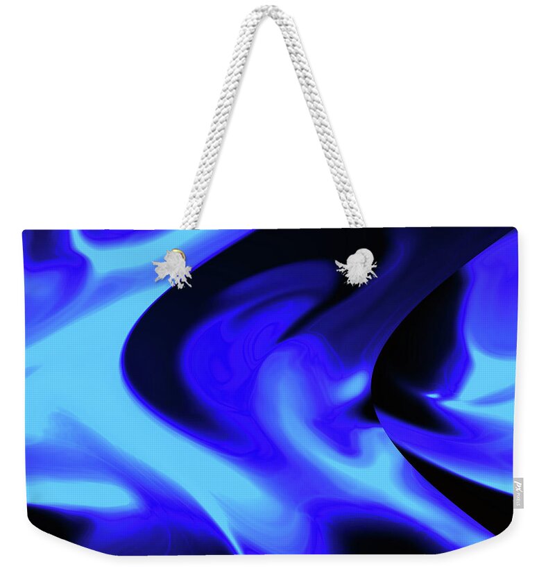 Blue Abstract Weekender Tote Bag featuring the digital art Swimming With Sharks.... by Tanya Tanski