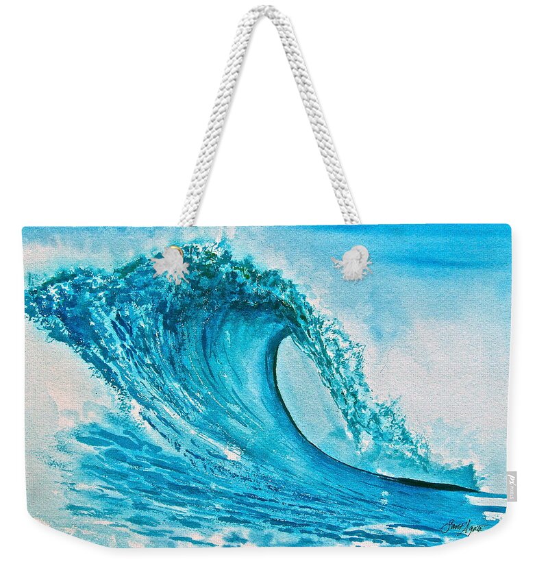 Wave Weekender Tote Bag featuring the painting Symphony in Blue Green by Frank SantAgata