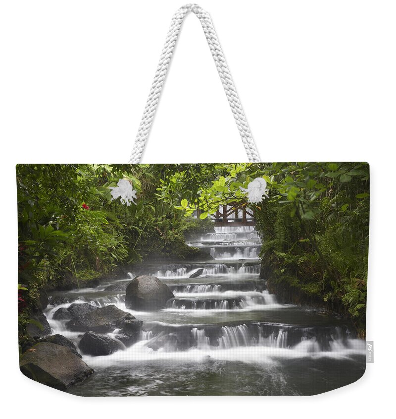 00176397 Weekender Tote Bag featuring the photograph Tabacon River Cascades And Pools by Tim Fitzharris