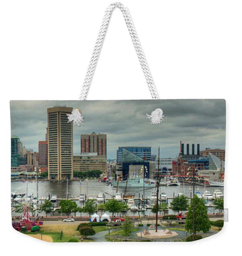 Baltimore Weekender Tote Bag featuring the photograph Tall Ships at Baltimore Inner Harbor by Mark Dodd
