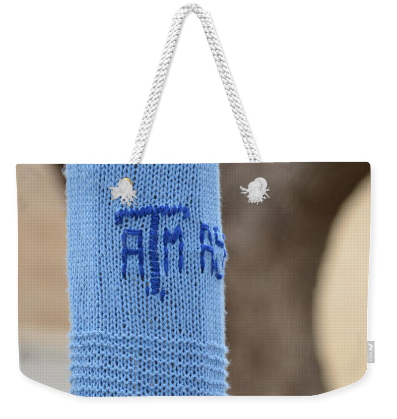 Tamu Weekender Tote Bag featuring the photograph TAMU Astronomy Crocheted Lamppost by Nikki Marie Smith