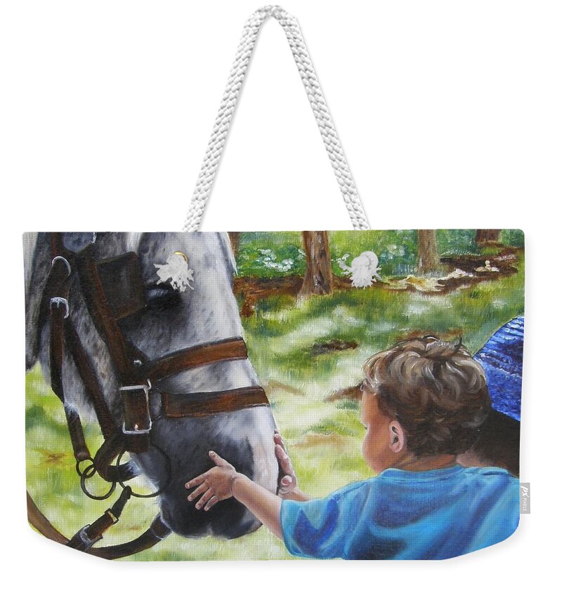 Horse Weekender Tote Bag featuring the painting Thank You's by Lori Brackett
