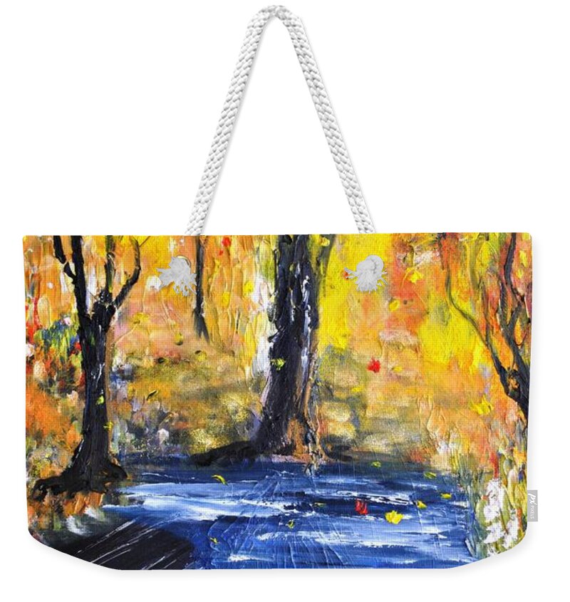 Autumn Weekender Tote Bag featuring the painting The Autumn Symphony by Evelina Popilian