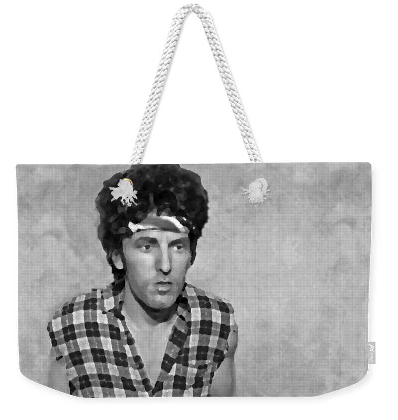 Bruce Springsteen Weekender Tote Bag featuring the photograph The Boss BW by David Dehner