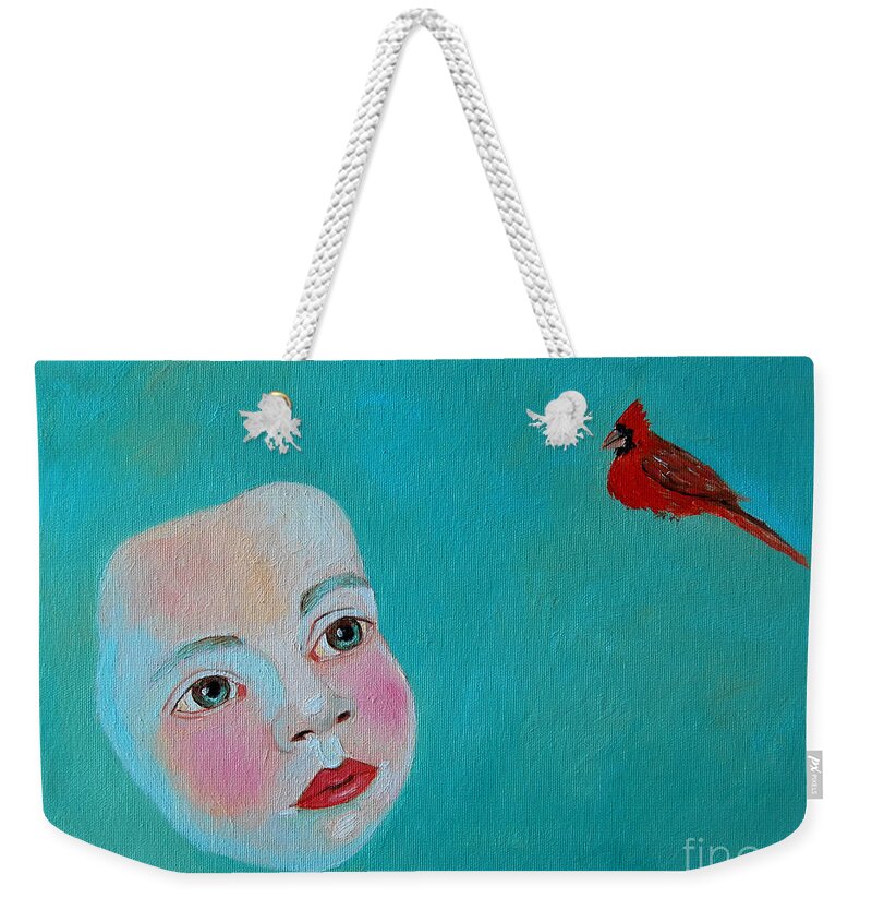 Cardinal Weekender Tote Bag featuring the painting The Cardinal's Song by Ana Maria Edulescu