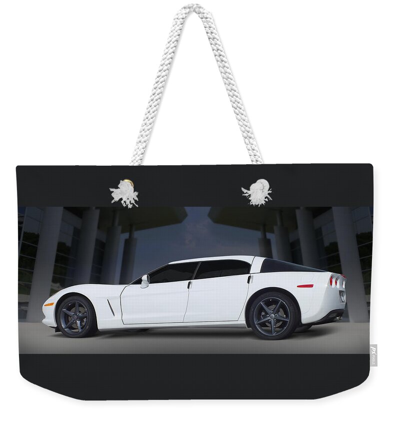 Chevy Weekender Tote Bag featuring the photograph The Corvette Touring Car by Mike McGlothlen