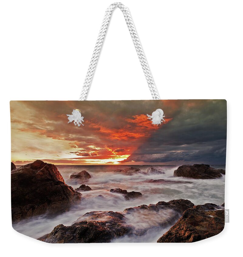Seascape Weekender Tote Bag featuring the photograph The edge of the storm by B Cash