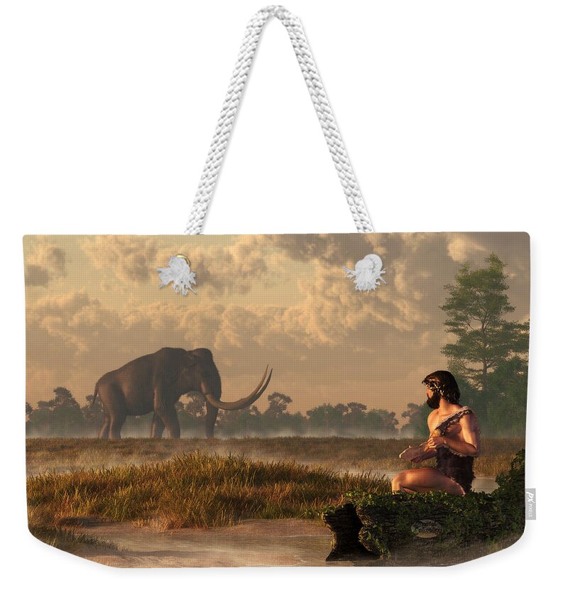 Mammoth Weekender Tote Bag featuring the digital art The First American Wildlife Artist by Daniel Eskridge