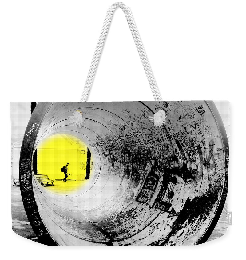 Tunnel Weekender Tote Bag featuring the photograph The Light at the End of the Tunnel by Valentino Visentini