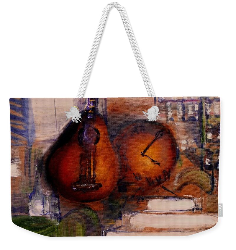 Stil Life Weekender Tote Bag featuring the painting The Mandolin by Evelina Popilian