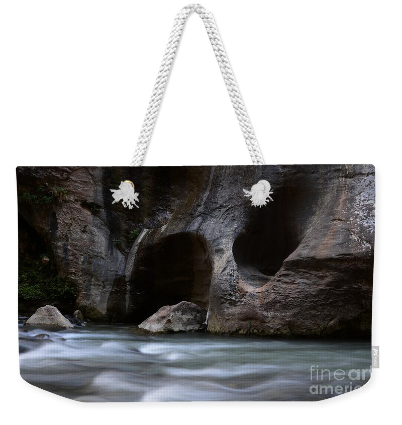 Virgin River Weekender Tote Bag featuring the photograph The Narrows Virgin River Zion 6 by Bob Christopher