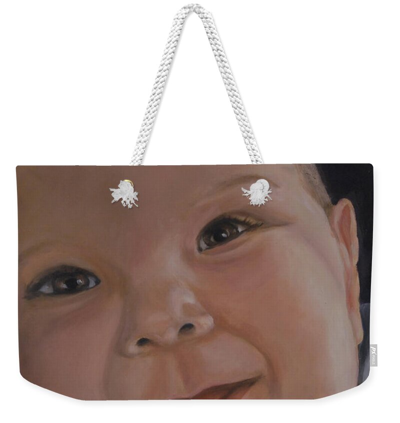 Baby Weekender Tote Bag featuring the painting The Perfect Baby by Quwatha Valentine