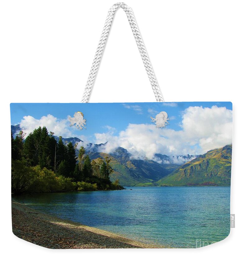 New Zealand Weekender Tote Bag featuring the photograph The Remarkables by Michele Penner