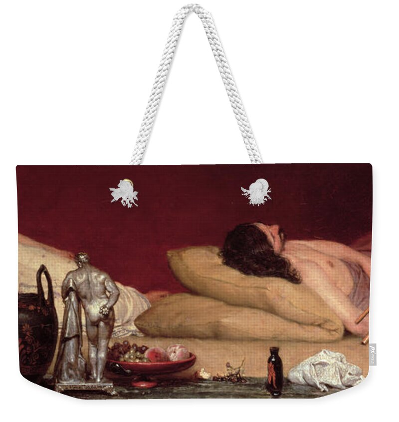 The Weekender Tote Bag featuring the painting The Siesta by Lawrence Alma-Tadema