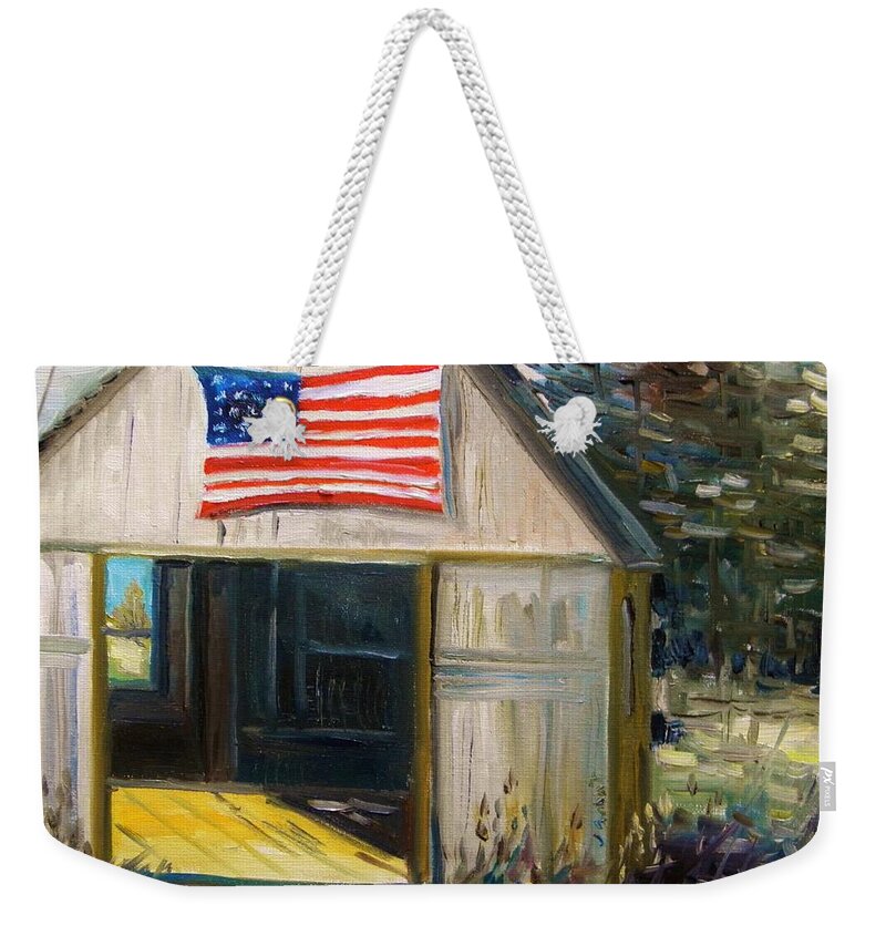American Flag Weekender Tote Bag featuring the painting The Studio by John Williams